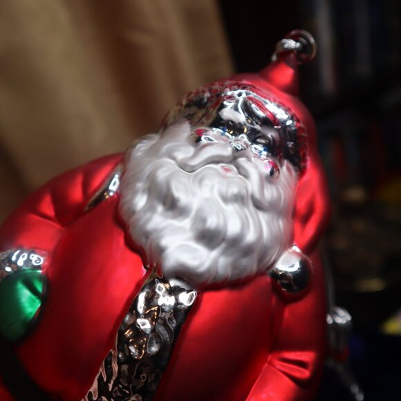Vintage Handblown Department 56 Mercury Glass Oversized Santa Ornament Christmas - Picture 5 of 10
